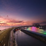 Wisata Air Mancur Menari yang berada di sisi selatan Jembatan Suroboyo (ANTARA/HO-Diskominfo Surabaya)-1678940444
