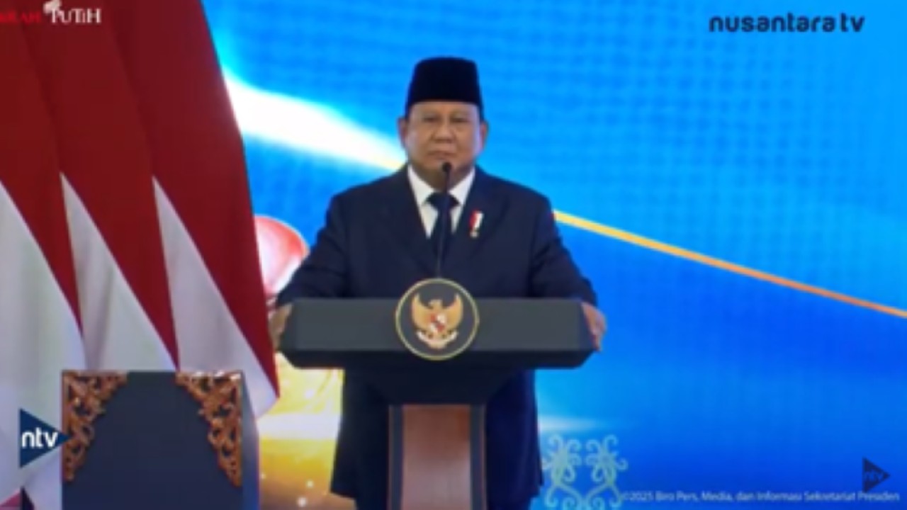 Presiden Prabowo Subianto pada acara pengukuhan 1.451 hakim di gedung Mahkamah Agung (MA), Jakarta Pusat.
