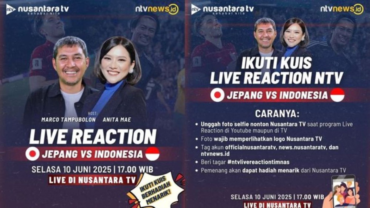 Live Reaction Pertandingan Timnas Indonesia vs Jepang (Dok. Grafis NTV)