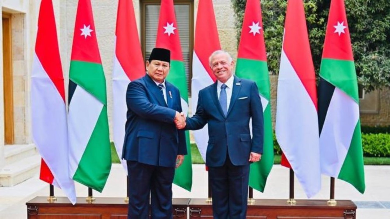 Presiden Republik Indonesia, Prabowo Subianto, melakukan pertemuan bilateral dengan Raja Yordania, Raja Abdullah II bin Al-Hussein (Sekretariat Presiden)
