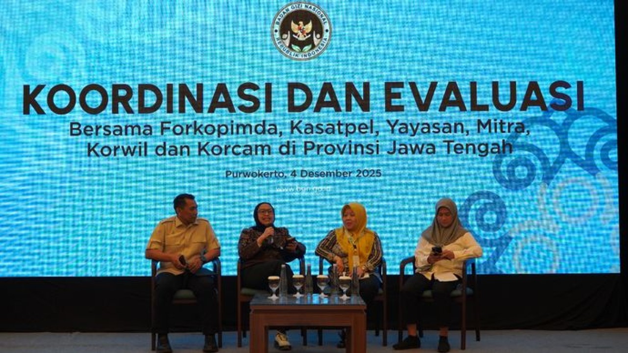 Acara Koordinasi dan Evaluasi Program Makan Bergizi Gratis bersama Forkompimda, Kasatpel, Yayasan, Mitra, Korwil, Korcam, dan Kepala SPPG di Wilayah Eks Karesidenan Banyumas.