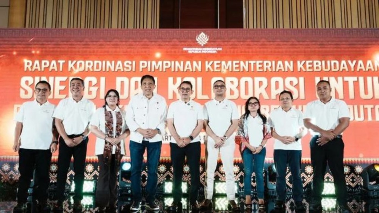 Kementerian Kebudayaan menggelar Rapat Koordinasi Pimpinan Kementerian Kebudayaan yang mengusung tema "Sinergi dan Kolaborasi untuk Pemajuan Kebudayaan yang Berkelanjutan". (Foto: Antara)