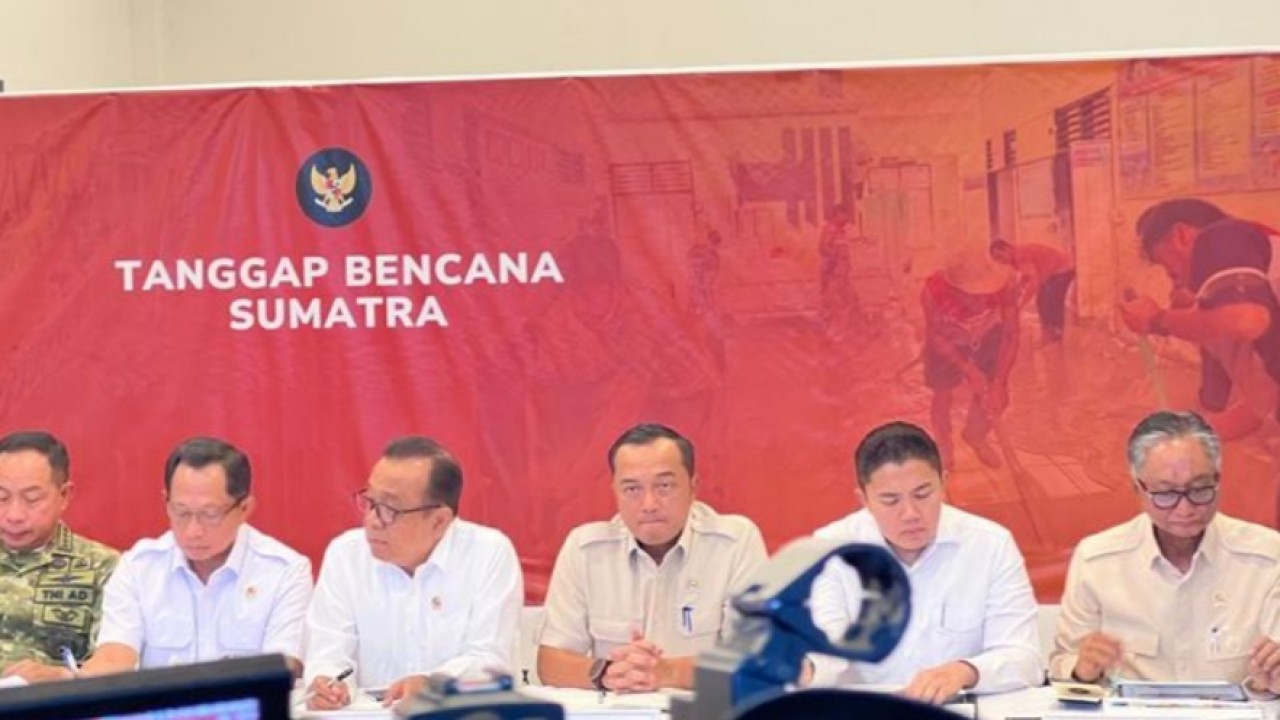 Konferensi pers pemerintah terkait penanganan bencana Sumatra. (NTVNews.id)