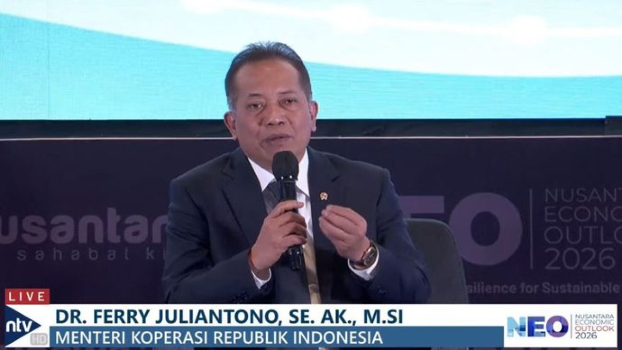 Menteri Koperasi Ferry Juliantono dalam forum Nusantara Economic Outlook 2026