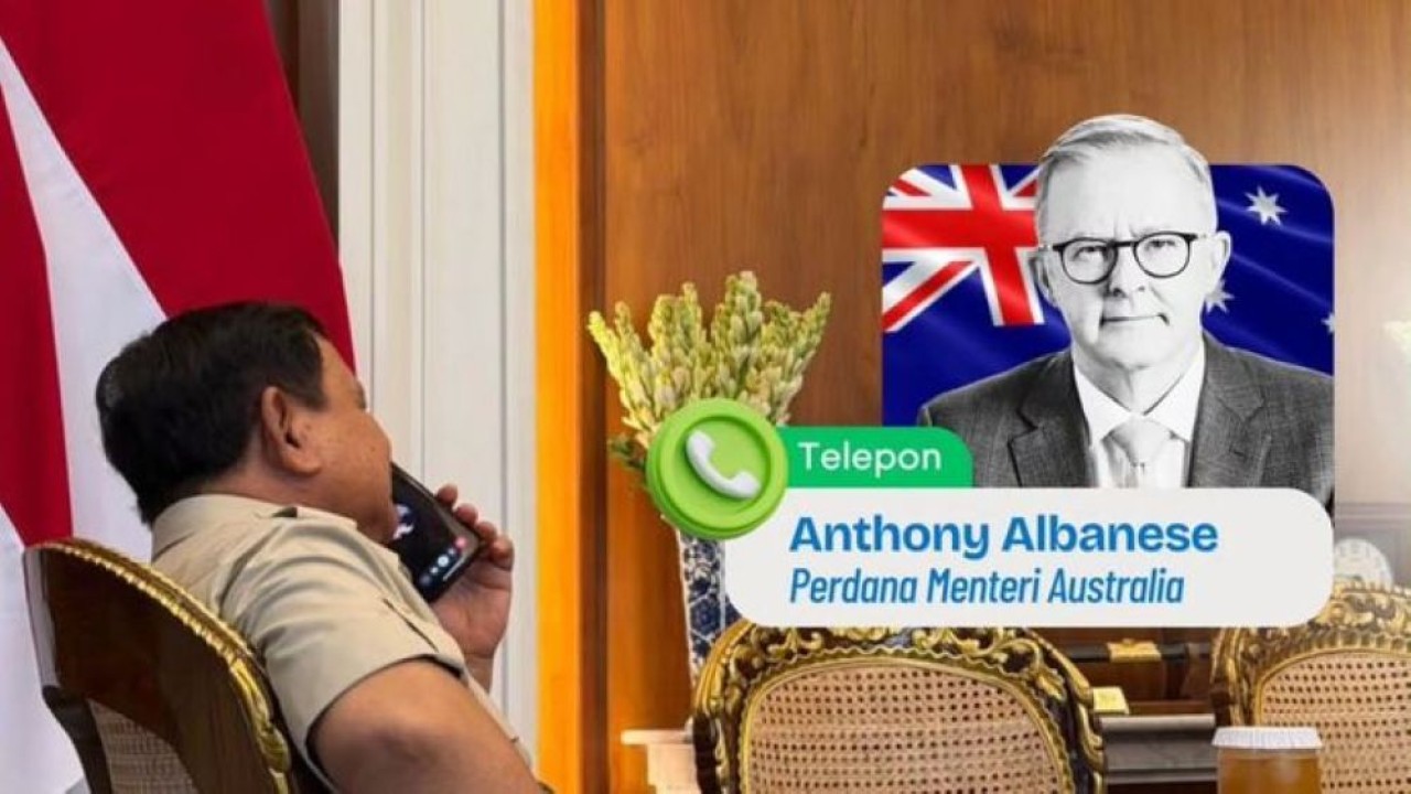 Presiden Prabowo Subianto menerima sambungan telepon dari Perdana Menteri Australia Anthony Albanese pada Selasa sore, 21 April 2026. (Foto: Istimewa)