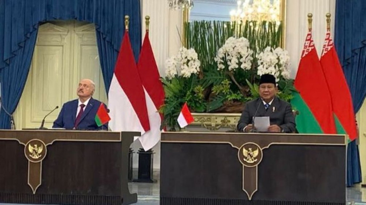 Presiden Prabowo Subianto dengan Presiden Belarus Alexander Lukashenko di Istana Merdeka, Jakarta, Kamis, 2 Juli 2026. (Foto: Istimewa)