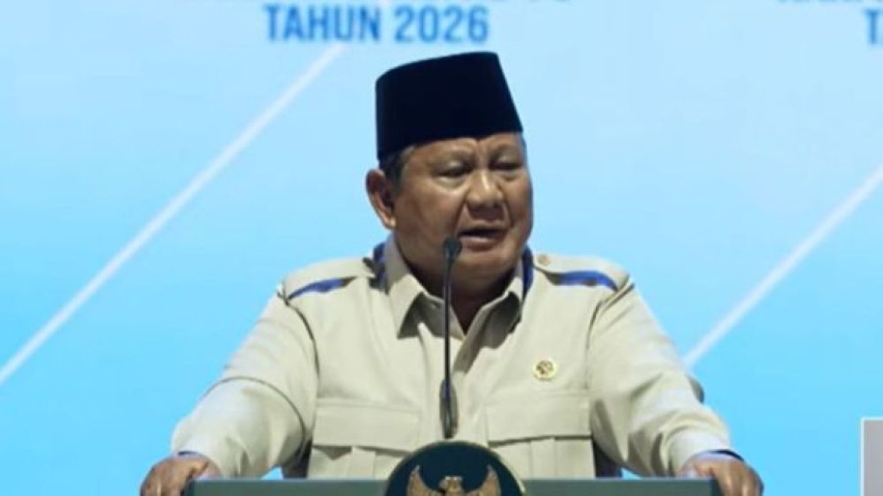 Presiden Prabowo Subianto menghadiri puncak peringatan Hari Koperasi Nasional (Harkopnas) ke-79 di Indonesia Arena, Kompleks Gelora Bung Karno (GBK), Jakarta, pada 12 Juli 2026. (Foto: YouTube Sekretariat Presiden)
