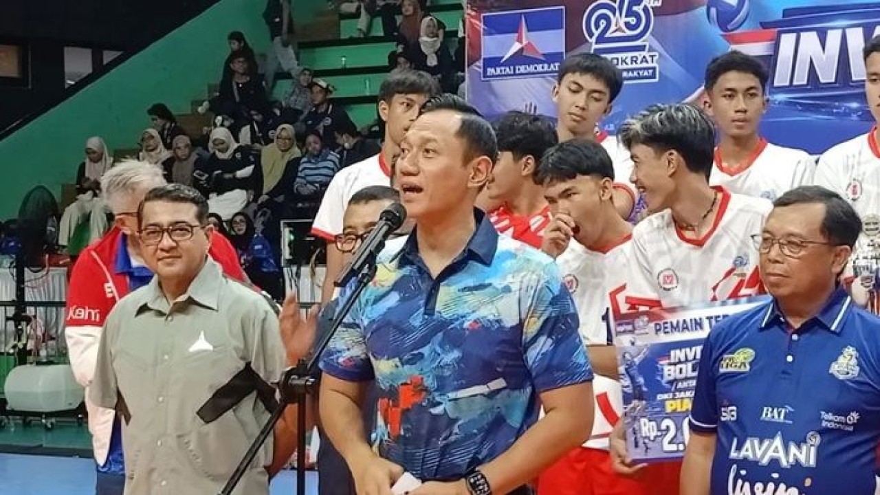 Ketua Umum Partai Demokrat Agus Harimurti Yudhoyono (AHY) dalam acara penutupan AHY Cup 2026 di GOR Youth Center Otista, Jakarta Timur, Minggu, 6 September 2026. (Antara)