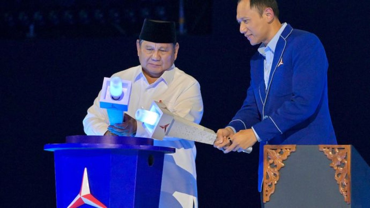 Prabowo Subianto di HUT Partai Demokrat (Istimewa)