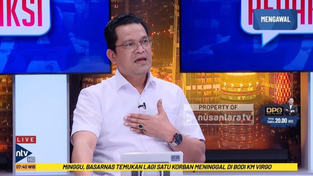Pengamat Maritim Capt. Marcellus Hakeng Jayawibawa dalam program DARI MEJA REDAKSI di Nusantara TV